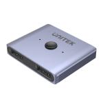 Unitek V1609A 8K DisplayPort Bidirectional Switch with 2-In-1-Out or 1-in-2-Out. Connnect 2 Devices to 1Display or Visa Veras. Supports Res up to 8K 60Hz. Easy One-switch Button. Space Grey Colour.