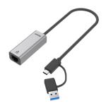 Unitek USB to 2.5G Ethernet Adapter with 2-in-1 Connectors (USB-C&USB-A).Supportsupto2500Mbps,Supports IEEE 802.3, Aluminium Alloy Housing, 30cm Cable, Space Grey Colour.