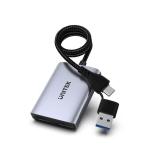 Unitek HDMI Dual Port Adapter with 60cm Cable & USB-A&USB-C Connectors MirrororExtendComputerDisplay, Supports Windows 11, 10, Mac OS 10.15 or Higher(MacBook M1/ M2/ M3) Aluminium Alloy Body, Space Grey.