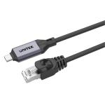 Unitek C18148AGY01-1M Thunderbolt 3/4 USB-C to RJ45 Cable - 1m Up to 1Gbps - Plug & Play - Supports 1000/100/10 Mbps - Connects to Router / Modem / Network Switch