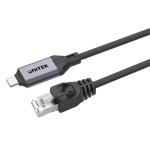 Unitek C18148AGY01-5M Thunderbolt 3/4 USB-C to RJ45 Cable - 5m Up to 1Gbps - Plug & Play - Supports 1000/100/10 Mbps - Connects to Router / Modem / Network Switch
