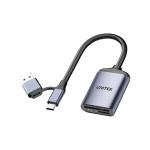 Unitek R1018E01  2-in-1 USB-C/A SD4.0 Card Reader. Simultaneously Reads/Writes SD/MicroSDCasrd,DualCard Slot, High-Speed Data Transfer, Plug & Play, LED Indicator.