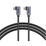 Unitek 0.5m 100W Right Angle USB-C to Right Angle USB-C Cable. Supports PD3.0/QC3.0 Fast Charging,Dual 90-Degree Connectors, Data Transfer in Seconds, Aluminium Space Grey Connectors, Black Cable