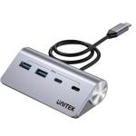 Unitek H1337A 4-in-1 Multi-Port Hub with USB-C Connector Includes 2x USB-C & 2x USB-A - Ports - Supports 5Gbps Data Transfer Speed - 30cm Cable - Ergonomic Slope Design - Aluminium Housing
