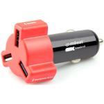 mbeat CHGR-348-RED RED Colour 4.8A/24W triple ports Rapid Car Charger via Cigarette Lighter