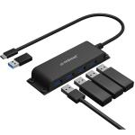 mbeat Mountable 4 Port USB-C Hub with USB-C to USB-A Adapter 4x USB-A