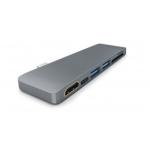 Rock 6IN1-TYPEC-HDMI 6 in 1 Type-C Ports Hub With HDMI Port Space Grey