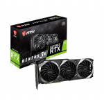 MSI NVIDIA GeForce RTX 3070 VENTUS 3X 8G OC 8GB GDDR6 Graphics Card Triple Fan - Max 4 Displays - Up to 1755MHz - 3x DisplayPort - 1x HDMI - 2.2 Slots - 305mm Length - PCIe 4.0 - 2x 8 Pin Power - 650W or Higher PSU Recommended