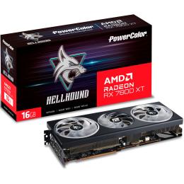 Powercolor Hellhound AMD Radeon RX 7800 XT OC 16GB GDDR6 Graphics Card 2.5 Slot - 2x 8 Pin Power - Minimum 750W PSU - LED Switch Blue or Purple