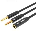 Vention BBTBY  2 3.5mm Male to 4 Pole 3.5mm Female Audio Cable 0.3M Black ABS Type