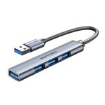 Vention CKOHB  USB 3.0 to USB 3.0/USB 2.0 3 Mini Hub 0.15M Gray Metal Type