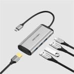 Vention 5-in-1 USB-C Docking Station - Gray Metal Type HDMI / USB3.0 3 / PD Converter - 0.15m