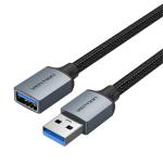 Vention CBLHH  Cotton Braided USB 3.0 Type A Male to Female Extension Cable 2M GrayAluminumAlloyType