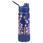 AquaFlask Sakura 2 532mL (18oz) Water Bottle - Navy , Keeps Drinks Cold for 24 Hours, Keeps Drinks Hot for 12 Hours, Double-walled stainless steel, BPA Free, Durable, Leak-Proof and Eco-Friendly, Designed in California