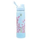 AquaFlask Sakura 2 650 mL (22oz) Water Bottle - Blue , Keeps Drinks Cold for 24 Hours, Keeps Drinks Hot for 12 Hours, Double-walled stainless steel, BPA Free, Durable, Leak-Proof and Eco-Friendly, Designed in California