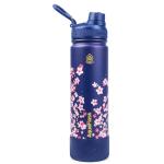 AquaFlask Sakura 2 650 mL (22oz) Water Bottle - Navy , Keeps Drinks Cold for 24 Hours, Keeps Drinks Hot for 12 Hours, Double-walled stainless steel, BPA Free, Durable, Leak-Proof and Eco-Friendly, Designed in California
