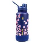 AquaFlask Sakura 2 946mL (32oz) Water Bottle - Navy , Keeps Drinks Cold for 24 Hours, Keeps Drinks Hot for 12 Hours, Double-walled stainless steel, BPA Free, Durable, Leak-Proof and Eco-Friendly, Designed in California