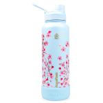 AquaFlask Sakura 2 1.18L (40oz) Water Bottle - Blue , Keeps Drinks Cold for 24 Hours, Keeps Drinks Hot for 12 Hours, Double-walled stainless steel, BPA Free, Durable, Leak-Proof and Eco-Friendly, Designed in California