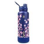 AquaFlask Sakura 2 1.18L (40oz) Water Bottle - Navy , Keeps Drinks Cold for 24 Hours, Keeps Drinks Hot for 12 Hours, Double-walled stainless steel, BPA Free, Durable, Leak-Proof and Eco-Friendly, Designed in California