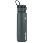 AquaFlask Sip 710 mL (24oz) Water Bottle - Graphite, Keeps Drinks Cold for 24 Hours, Keeps Drinks Hot for 12 Hours, Double-walled stainless steel, BPA Free, Durable, Leak-Proof and Eco-Friendly, Designed in California
