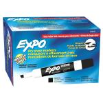 EXPO 80001 Dry Erase Marker Chisel Tip. 12-Pack. Black Colour. Bright, Vivid, Non-toxic Ink. Quick Drying. Smear-proof. Erases Cleanly & Easily with Cloth.