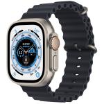 Apple Watch Ultra GPS + Cellular 49mm Titanium Case with Midnight Ocean Band - Dual-Frequency GPS, Crash & Fall Detection, ECG (Electrocardiogram), 100m Water resistance, IP6X Dust Resistance, Depth Gauge