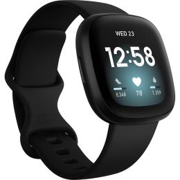 Fitbit Versa 3 Smart Watch - Black Built-in GPS - 24/7 Heart Rate Monitoring - Built-in mic & speaker for Phone Call - Google Assistant/Alexa Built-in - Oxygen SaturationMonitoring - Up to 6 day battery life