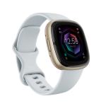 Fitbit Sense 2 Smart Watch - Blue Mist / Pale Gold Compatible ECG APP - Built-in GPS - 24/7 Heart Rate Tracking - Alexa Built-in - Oxygen Saturation Monitoring - Up to 6 day battery life