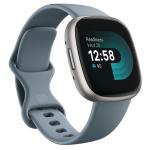 Fitbit Versa 4 Smart Watch - Waterfall Blue / Platinum Built-in GPS - 24/7 Heart Rate Monitoring - Alexa Built-in - Oxygen Saturation
