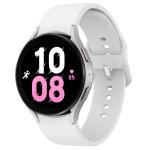 Samsung Galaxy Watch5 (Bluetooth) 44mm - Silver Silver Case with White Band - ECG (Electrocardiogram) - Sapphire Crystal Display - Heart Rate Monitoring - IP68 + 5ATM Water Resistance - Sleep & Fitness Tracking
