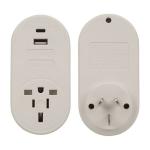 Jackson PTA878USB3C Inbound Travel Adaptor      with 1x USB-A and 1x USB-C (2.1A) Charging Ports.Forincoming Tourists from USA, Japan, UK, & Hong Kong. Converts Plugs for use in NZ/AUS.