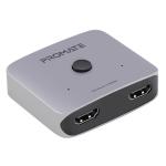 Promate SWITCH-HDMI   2-in-1 HDMI2.0 Splitter,   High Definition Bi-directional, 4Kx2K 60HzSupport,Signal Switching Compatible, Silver Colour.
