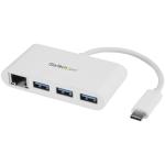 StarTech HB30C3A1GEA 3 Port USB-C Hub with Gigabit Ethernet - USB-C to 3 x USB-A - Multi Port USB 3.0 Hub for MacBook Pro - HB30C3A1GEA