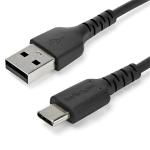 StarTech RUSB2AC1MB 1m USB A to USB C Charging Cable - Durable Fast Charge & Sync USB 2.0 to USB Type C Data Cord - Rugged TPE Jacket Aramid Fiber M/M 3A Black - Samsung S10, iPad Pro, Pixel