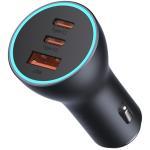 Baseus Golden Contactor Pro Triple Fast Charger Car Charger 65W U+C+C Dark Gray
