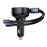Baseus Enjoyment Pro Car Charger with bulit in Retractable 60W  USB-C & Lightning  Cable - Cluster Black