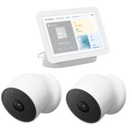 Google Bundle Deal - Nest Hub Chalk & Wire-Free Battery Cam 2 Pack