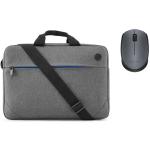 HP Prelude and Logitech M171 Wireles Mouse Bundle - Grey Carry Laptop Bag 14-15.6"  Laptop/ Notebook Case, Black Mouse - Perfect Essentials for Business & Study