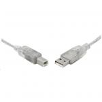 8Ware UC-2001AB USB2.0 Certified Cable A-B 1m Transparent Metal Sheath UL Approved