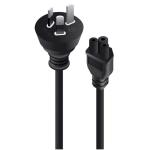 Alogic MF-AUS3PC5-0.5 clover Power Cable 3pin NZ/AU  Male Wall to IEC C5 Clover Shaped Female Connector 0.5m - Black SAA Approved Power Cord designed for use with notebooks, tape drives, Power over Ethernet and other products.