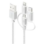 Alogic MU23T1-030SLV  3 in 1 RUGGED Charge and Sync Cable. Micro USB, Lighting and USB-C 30cm-Silver