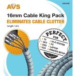 AVS CM1615B Cable Management Pack 16mm, 1.5m Black Finish