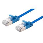 DYNAMIX 1.25m Cat6A S/FTP Blue Ultra-Slim Shielded 10G Patch Lead (34AWG) with RJ45 Gold Plated Connectors. Supports PoE IEEE 802.3af (15.4W) & at (30W)