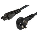 Dynamix 1M Flat Head 3-Pin to C5    Clover Shaped Female Connector 7.5A. SAA approvedPowerCord.0.75mm copper core. BLACK Colour.