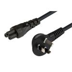Dynamix C-PFH3PC5-2 2M Flat Head 3-Pin to C5    Clover Shaped Female Connector 7.5A. SAA approved PowerCord.0.75mm copper core. BLACK Colour. AU/NZ