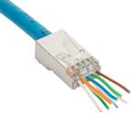 Dynamix RJ-45PTC6S-100J Cat6 RJ45 Connector - 100pc STP - Internal Ground - Push Through - 3 Prong - 50u Gold - Max 1.15mm Conductor