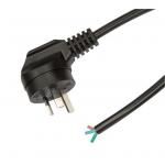 Dynamix C-PB3C10-3RA 3M 3 Pin Right Angled Plug to Bare  End, 3 Core 1mm Cable, Black Colour SAA Approved.