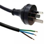 Dynamix C-PB3C10-2 2M 3 Pin Plug to Bare End, 3 Core   1mm Cable, Black Colour SAA Approved