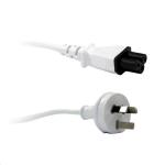 Dynamix C-POWERNCWH 2M 3pin to Clover Shaped Female Connector 7.5A. SAA Approved Power Cord. WHITE Colour