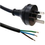 Dynamix C-PB3C15-3 3M 3 Pin Plug to Bare End, 3 Core 1.5mm Cable Black Colour SAA Approved
